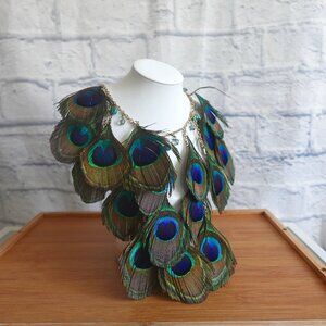 Peacock Feather Statement Necklace